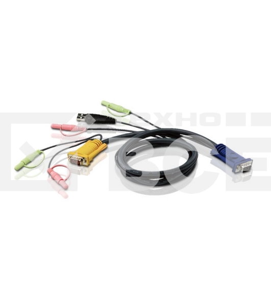Кабель ATEN KVM Cable 2L-5303U Кабель для KVM: USB(Am)+DB15(m)+2*Audio (PC) -на- SPHD15(m)+2*Audio (KVM), 3м