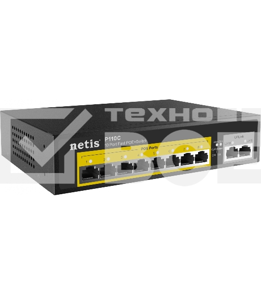 Коммутатор Netis P110C 10-портовый PoE+ коммутатор Fast Ethernet / 8*PoE+ 2 порта 802.3af / 802.3at