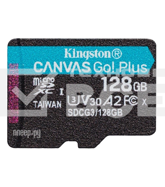 ФлешКарта Kingston 128GB microSDXC Canvas Go Plus 170R A2 U3 V30 Single Pack w/o ADP EAN: 740617301243