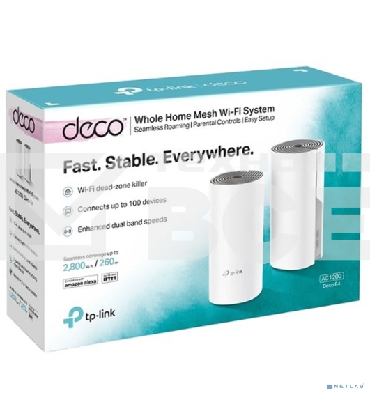 Роутер TP-Link DECO E4(2-PACK) AC1200 Домашняя Mesh Wi-Fi система