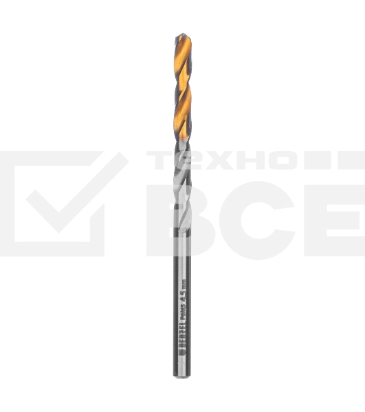 Сверло спиральное по металлу 4,5 x 80мм, Р6М5, Golden Tip Denzel