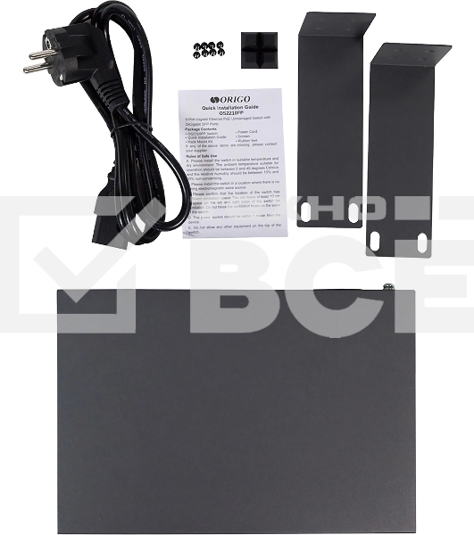 Неуправляемый PoE-коммутатор ORIGO Unmanaged Switch 8x1000Base-T PoE, 2x1000Base-X SFP, PoE Budget 120W, 19