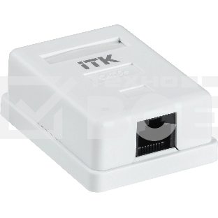 Розетка ITK (CS2-1C5EF-12-G) настенная 49.2x62.5x25.2мм крышка RJ45 пластик белый