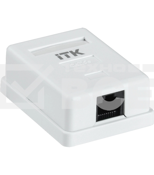 Розетка ITK (CS2-1C5EF-12-G) настенная 49.2x62.5x25.2мм крышка RJ45 пластик белый