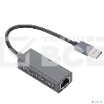 Bion Переходник с кабелем USB A - RJ45, 1000мб/с, алюминиевый корпус, длинна кабеля 15 см, черный BXP-A-USBA-LAN-1000, фото 1