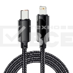 Кабель Rexant Type-C – Lightning для Apple, 3А, 1м, в черной нейлоновой оплетке, с LED-дисплеем, фото 1