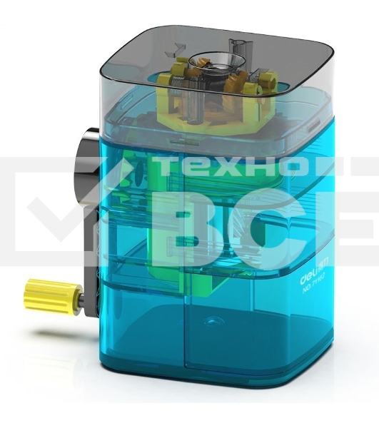 Точилка для карандашей механическая Deli 71162Blue, 1 отверстие, пластик, синий