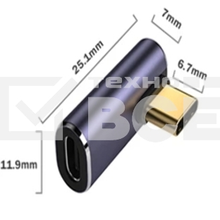 Переходник USB 4 Type C мама-папа угловой тип 1