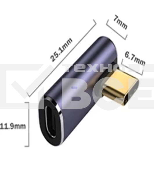 Переходник USB 4 Type C мама-папа угловой тип 1