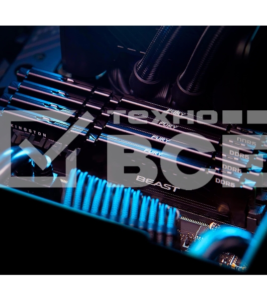 Оперативная память Kingston Fury Beast, DDR5, 32GB (2x16GB), 6000MHz, CL30, DIMM, с радиатором, черный