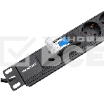 Блок распределения питания Rexant для 19' шкафов, горизонтальный, 6 розеток СЕЕ 7/4, 16A, автомат защиты, алюм корп, шнур 2м, вилка СЕЕ 7/7, фото4