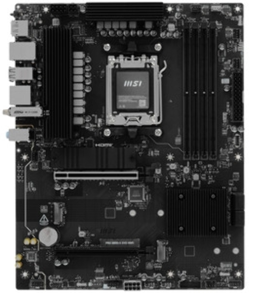 Материнская плата MSI PRO B850-S EVO WIFI, AM5, AMD B850, 4xDDR5 (до 256 ГБ), 4xSATA, 3xM.2 (1xPCIe 5.0, 2xPCIe 4.0), 1xPCIe 5.0 x16, 1xPCIe 4.0 x16, 1xHDMI, 1xDP, 1x5Gb LAN, Wi-Fi 7, Bluetooth 5.4, 1xUSB-C 10Gbps, 2xUSB-A 10Gbps, 2xUSB-A 5Gbps, 4xUSB-A 2.0, 3x3.5 мм, 7.1, чёрный, ATX