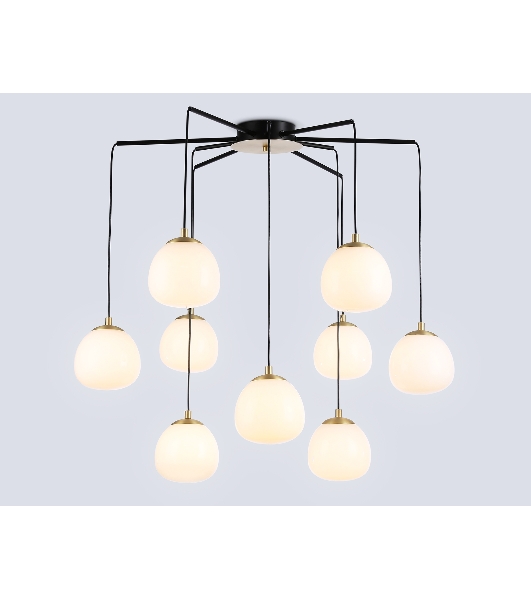 Светильник Ambrella light LH51001/6+3 SGD/BK/FR золотой песок/черный /белый матовый G9*9 max 28W D750*700