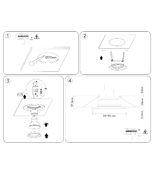 Светильник Ambrella light TN1144 BK черный IP44 GU5.3 95*95*38