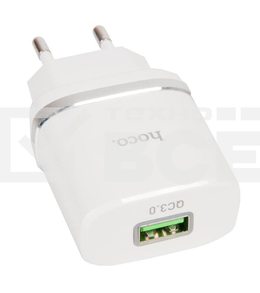 Сетевое зарядное устройство + Кабель Micro HOCO HC-16286 C12Q/1m/QC 3.0/1 USB/Выход: 5V_9V_12V, 18W, белый