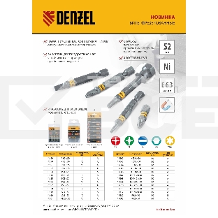 Набор бит TORX 15х50, сталь S2, шестигранный профиль, 10 шт. Denzel