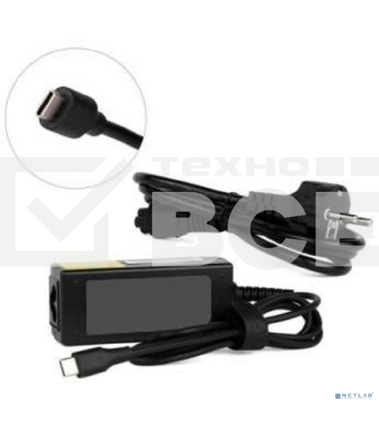 Сетевое зарядное устройство ORIENT PU-C45W с функцией быстрой зарядки, мощность 45Вт, Quick Charge 3.0+Power Delivery, выход: Type-C кабель 1.8 метра, DC 5-20В, 2.25А max, цвет черный (31122)