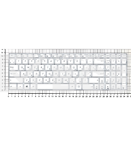Клавиатура для ноутбука Asus X756 белый без рамки (горизонтальный Enter)