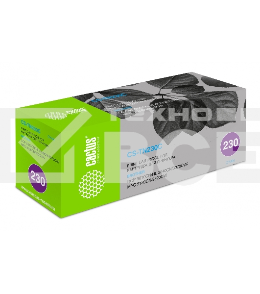 Картридж лазерный Cactus CS-TN230C голубой (1400 стр.) для Brother HL-3040/3070, DCP-9010, MFC-9120/9320