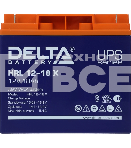 Батарея Delta HRL 12-18 X (17.8 А\ч, 12В) свинцово- кислотный  аккумулятор