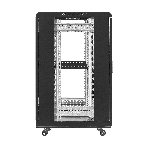 Шкаф телекоммуникационный 19' напольный 18U ExeGate EC-FS-18U.600.800.G.BLACK (19”, 18U, 600x800x987mm (ШхГхВ), передняя дверь закаленное стекло, задняя перфорированная дверь, съемные боковые панели, пыле- и влагозащита IP20, встроенный вентиляционный модуль, 1 полка в комплекте, черный RAL 9004, 3 коробки), фото3