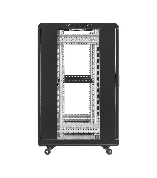 Шкаф телекоммуникационный 19' напольный 18U ExeGate EC-FS-18U.600.800.G.BLACK (19”, 18U, 600x800x987mm (ШхГхВ), передняя дверь закаленное стекло, задняя перфорированная дверь, съемные боковые панели, пыле- и влагозащита IP20, встроенный вентиляционный модуль, 1 полка в комплекте, черный RAL 9004, 3 коробки)