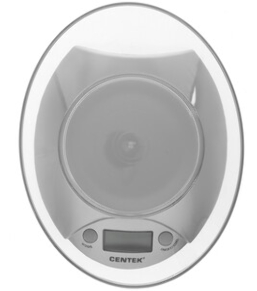 Весы кухонные Centek CT-2451 электронные, чаша, пластик, 5кг серебро/черный