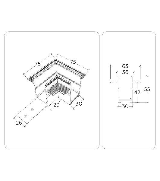 GL1039 WH белый коннектор угловой для встраиваемого магнитного шинопровода Magnetic 220V 80*80*47