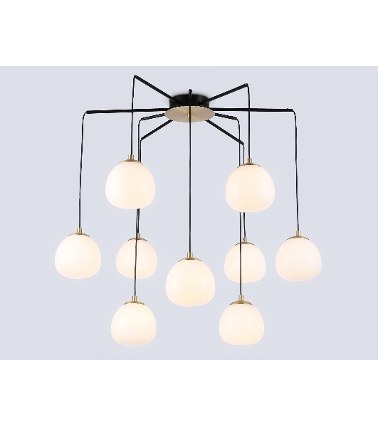 Светильник Ambrella light LH51001/6+3 SGD/BK/FR золотой песок/черный /белый матовый G9*9 max 28W D750*700