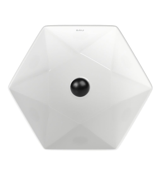 Раковина накладная на столешницу BAU Crystal 40х40, белая + выпуск клик-клак, черный