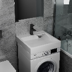 Комплект BAU 4 в 1: раковина над стиральной машиной BAU Stil 60х60 литьевой мрамор, кронштейны, сифон и смеситель Hotel Black, черный, фото10