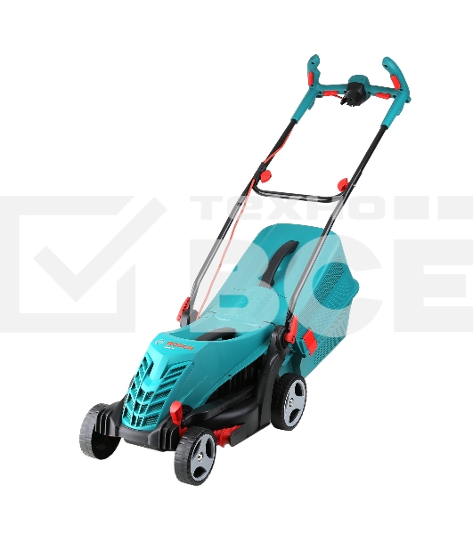 Газонокосилки Bosch ARM 34 06008A6101 Газонокосилка роторная { шир. 34см, Мотор Power drive, Момент 16Нм, 1300Вт, 40л, 11кг, 5 уровней кошения(20-70см); косит вдоль стен, складные Ergo ручки, комп. хранение }