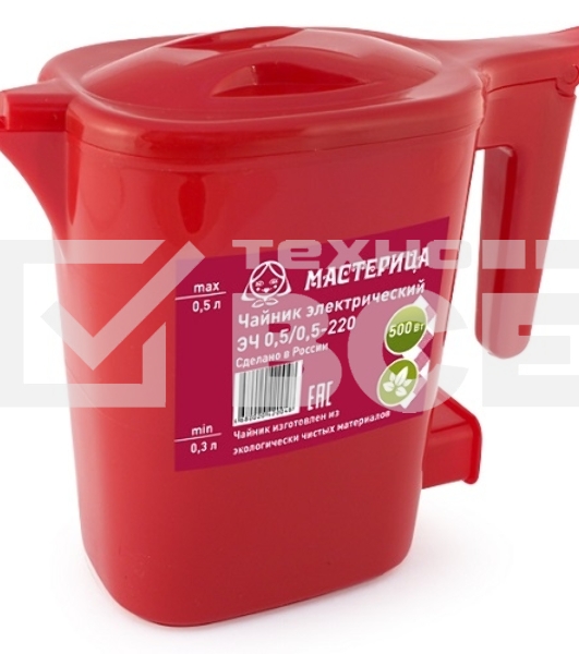Чайник электрический Мастерица ЭЧ 0,5/0,5-220Р, пластиковый, рубин, 0,5л, 500 Вт (в уп. 10 шт)