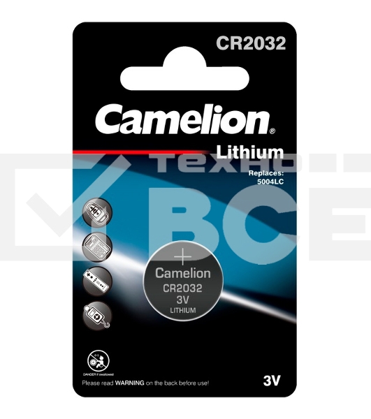 Элемент питания литиевый Camelion CR CR2032 BL-1 (блист.1шт)