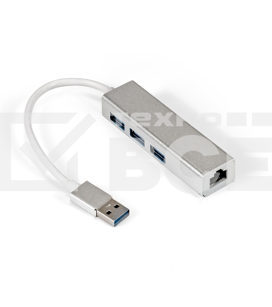 Кабель-адаптер ExeGate EXE-77U3T-45 (USB3.0 --> 3xUSB3.0 + 1xRJ45 UTP 1000Mbps RLT8153)