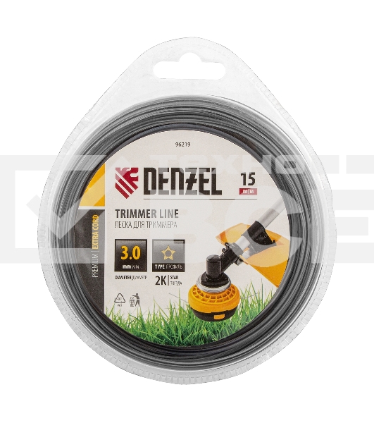 Леска для триммера Denzel двухкомпонентная звезда, 3,0мм х 15м, блистер EXTRA CORD
