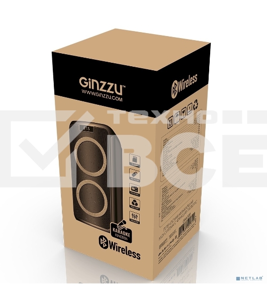 Акустическая система Ginzzu GM-202 Midi, RGb/BT/USB/SD/FM/ДУ