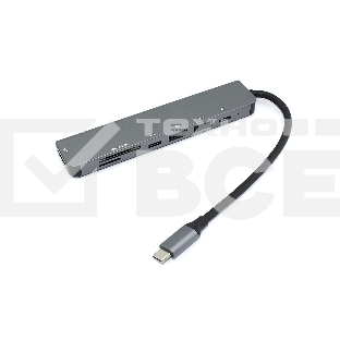 Адаптер Type C на HDMI, PD+, USB 3.0*2 + SD/TF для MacBook, серебро