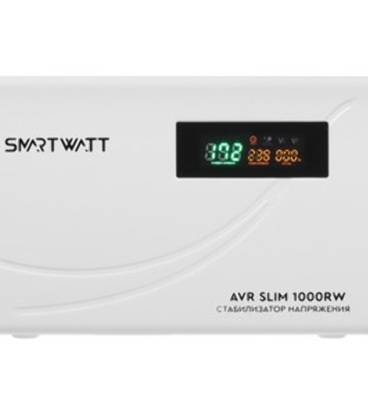 Настенный стабилизатор напряжения SMARTWATT AVR SLIM 1000RW (100W - 260W, 1000VA, 1 кВт, 50 Гц, розеток - 1, LED-дисплей