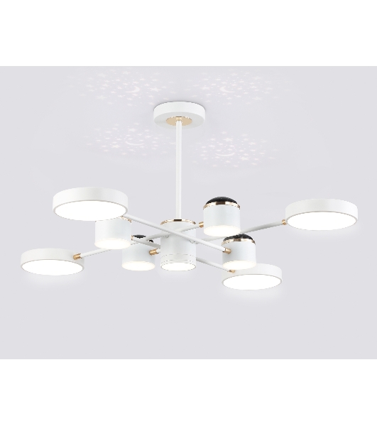 Люстра светодиодная на штанге Ambrella light FL51627/9+4 WH/FGD белый/золото 132W 3000-6000K D850*370 (без ПДУ)