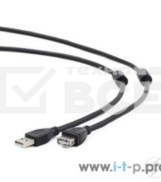 Кабель Gembird/Cablexpert CCF2-USB2-AMAF-15 USB 2.0  , AM/AF, 4.5м, экран, 2феррит.кольца, черный, пакет