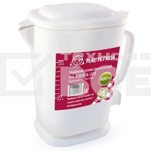 Чайник электрический Мастерица ЭЧ-1,0/0,8-220Б, пластиковый, белый, 1л, 800 Вт (в уп. 10 шт)