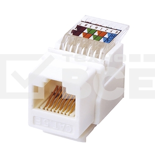 Модуль Rexant Keystone Jack RJ-45(8P8C), UTP неэкранированный, категория 5e, тип 180 градусов,самозажимной, белый