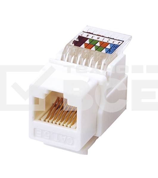 Модуль Rexant Keystone Jack RJ-45(8P8C), UTP неэкранированный, категория 5e, тип 180 градусов,самозажимной, белый