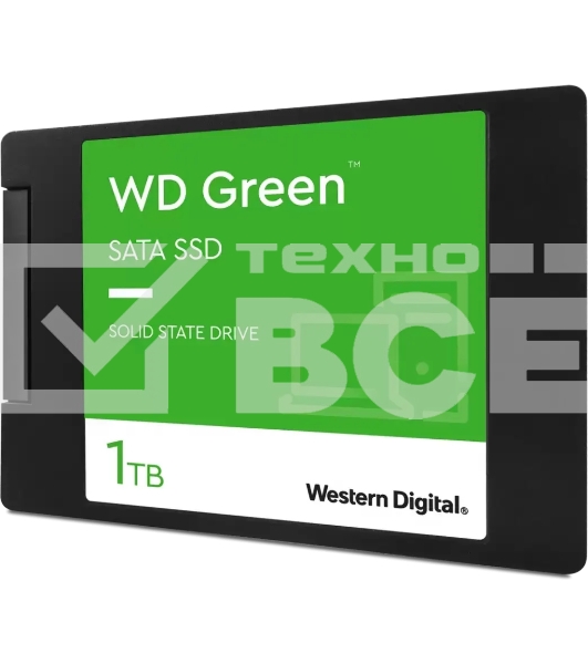 Накопитель SSD WD Green WDS100T3G0A, 1000Gb, SATA III, 2.5