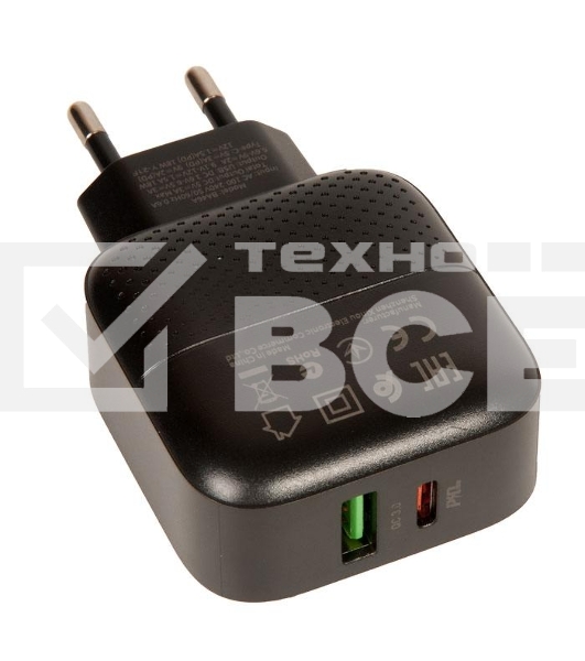 Зарядное устройство BOROFONE BA46A Premium, один порт USB, один порт Type-C, PD, 18W, 5V, 3.0A, черный
