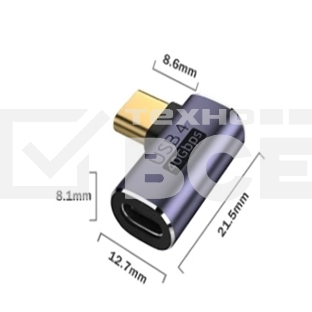 Переходник USB 4 Type C мама-папа угловой тип 2