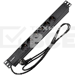 Блок распределения питания Rexant для 19' шкафов, горизонтальный, 6 розеток СЕЕ 7/4, 16A, без выкл, алюм корп, шнур 2м, вилка СЕЕ 7/7, фото5