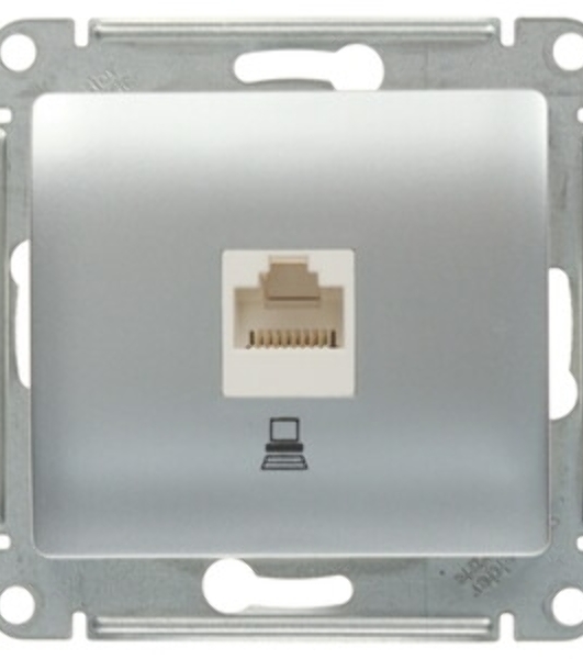 Механизм розетки комп. 1-м СП Glossa RJ45 CAT.5E алюм. SchE GSL000381K