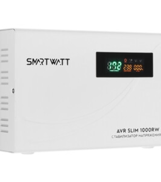 Настенный стабилизатор напряжения SMARTWATT AVR SLIM 1000RW (100W - 260W, 1000VA, 1 кВт, 50 Гц, розеток - 1, LED-дисплей